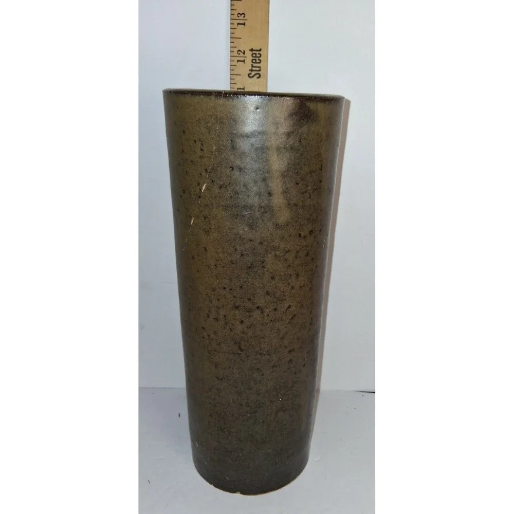 Vintage Japanese Studio Art Pottery Cylinder Ikebana Vase